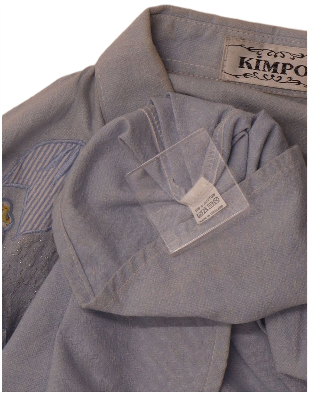 Camicia da donna VINTAGE UK 18 XL Blu floreale in cotone retrò