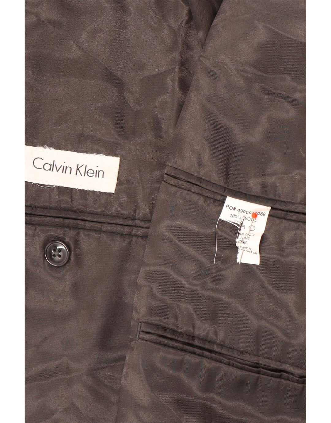 Giacca blazer a 2 bottoni da uomo Calvin Klein UK 40 Large Grey Wool