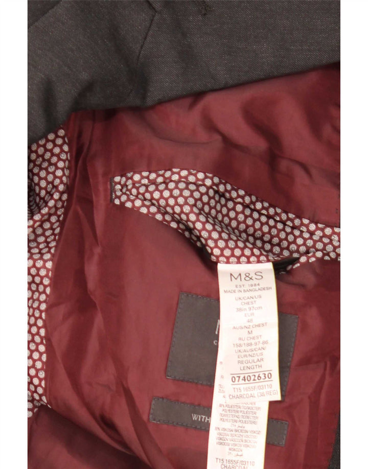 Giacca blazer a 2 bottoni da uomo Marks & Spencer EU 48 Poliestere grigio medio