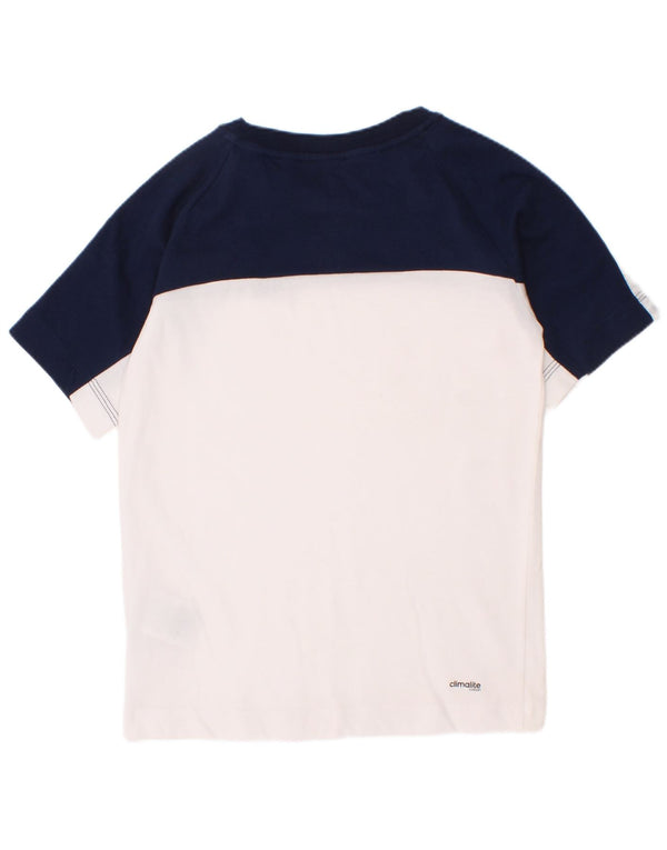 Maglietta Adidas Climalite da ragazzo, 7-8 anni, in cotone color block bianco