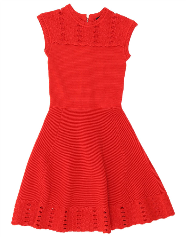 Abito a trapezio senza maniche da donna TED BAKER taglia 0 2XS acrilico rosso