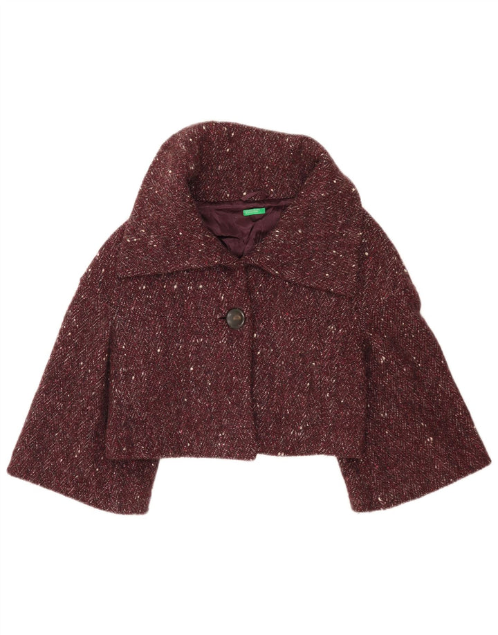 Giacca Bolero da donna Benetton IT 42 Lana screziata bordeaux medio