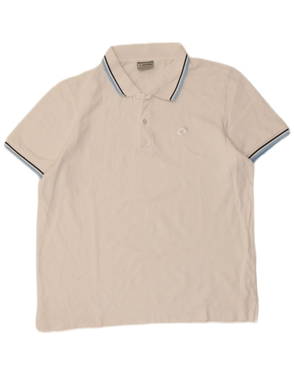 Polo da uomo Lotto Large in cotone a righe bianche