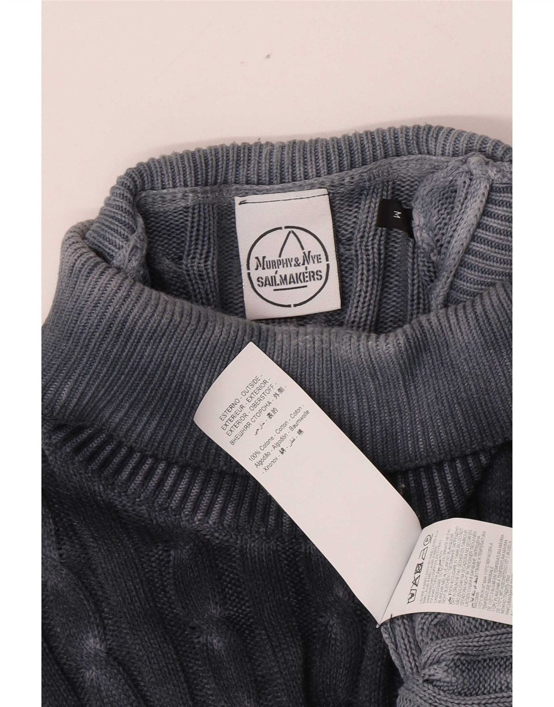 Maglione da uomo girocollo Murphy & Nye in cotone blu navy medio
