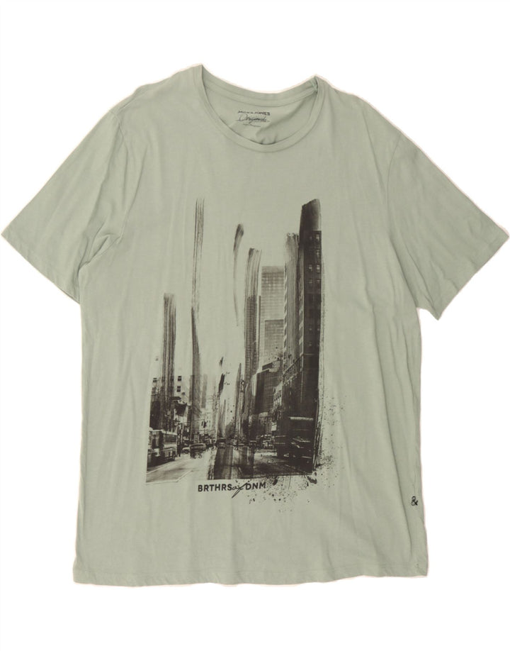JACK & JONES Mens Graphic T-Shirt Top XL Green Vintage Jack & Jones and Second-Hand Jack & Jones from Messina Hembry 