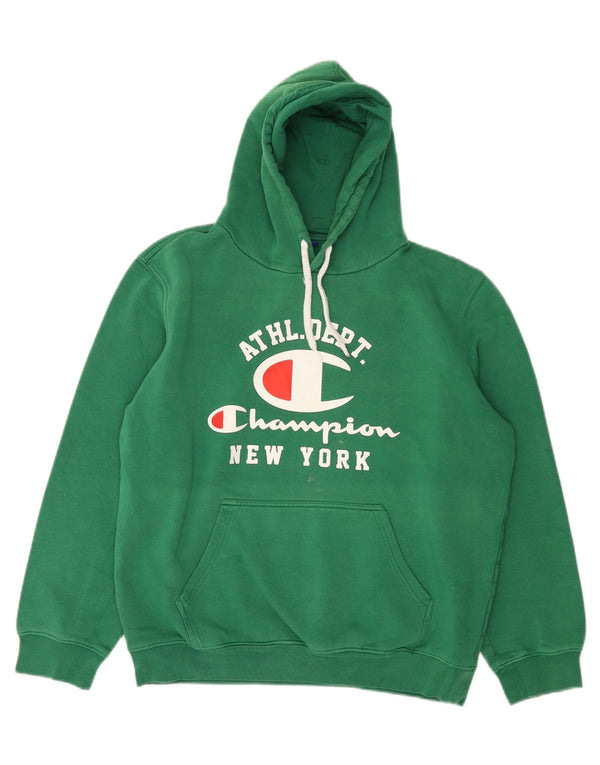 Felpa con cappuccio grafica Champion New York da uomo, XL, cotone verde
