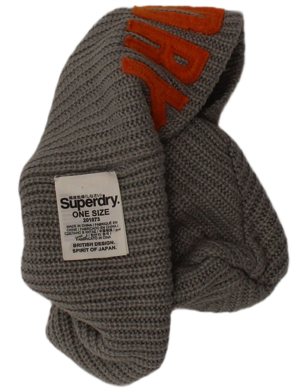 Berretto in maglia grafica da uomo Superdry Taglia unica Logo acrilico grigio