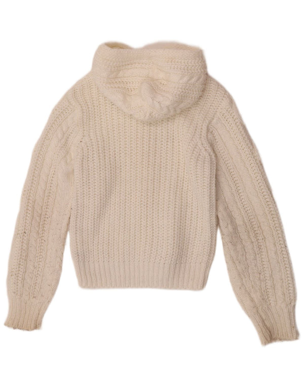 Maglione cardigan con zip intera e cappuccio da donna FB Sister UK 10 piccolo acrilico bianco