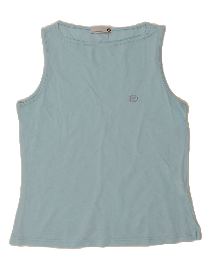 SERGIO TACCHINI Womens Vest Top UK 12 Medium Blue Vintage Sergio Tacchini and Second-Hand Sergio Tacchini from Messina Hembry 
