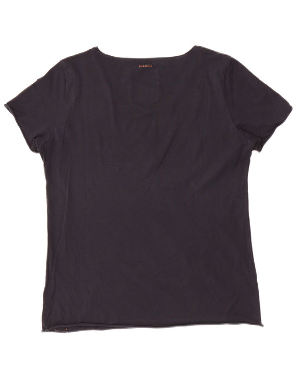 T-shirt grafica da donna Hugo Boss Top UK 14 grande cotone nero