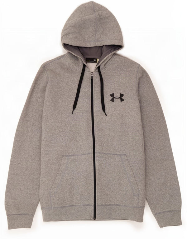 Under Armour Mens Zip Hoodie Sweater Large Grey Cotton