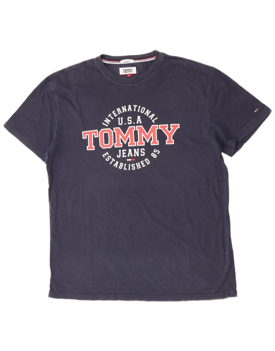T-shirt grafica da uomo con vestibilità regolare Tommy Hilfiger Top Large Blu Navy