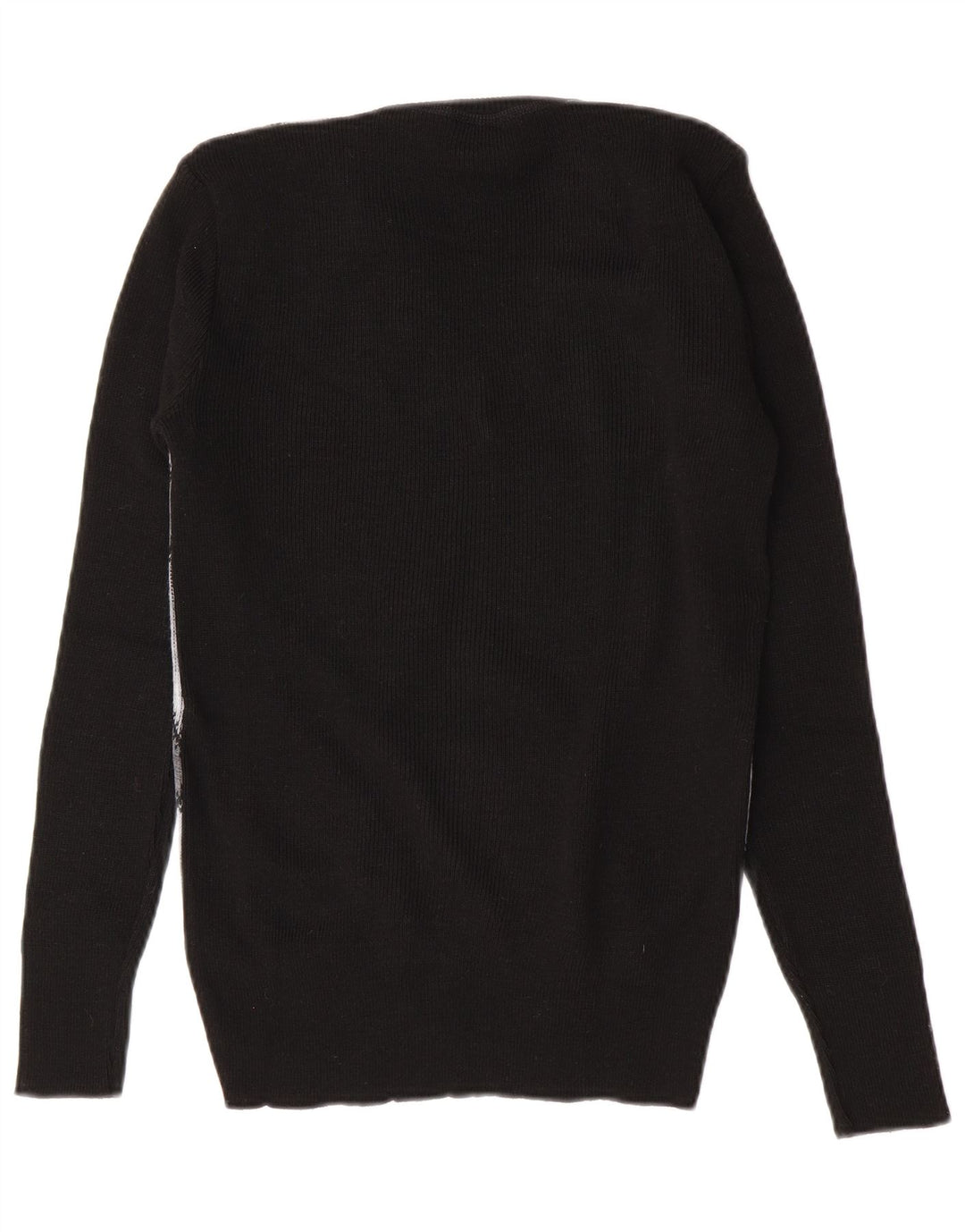 Maglione vintage da uomo con scollo a V IT 52 Grande poliacrilico nero Chevron