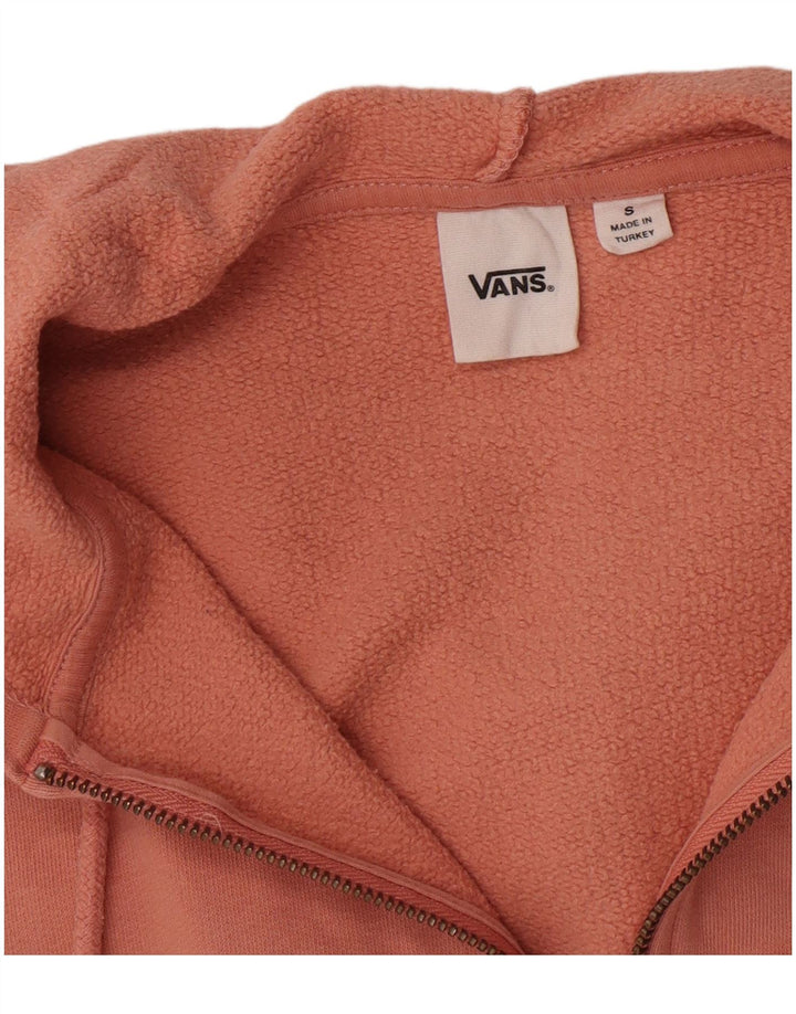 Felpa con cappuccio e zip corta oversize da donna di Vans UK 10 Small Pink Check
