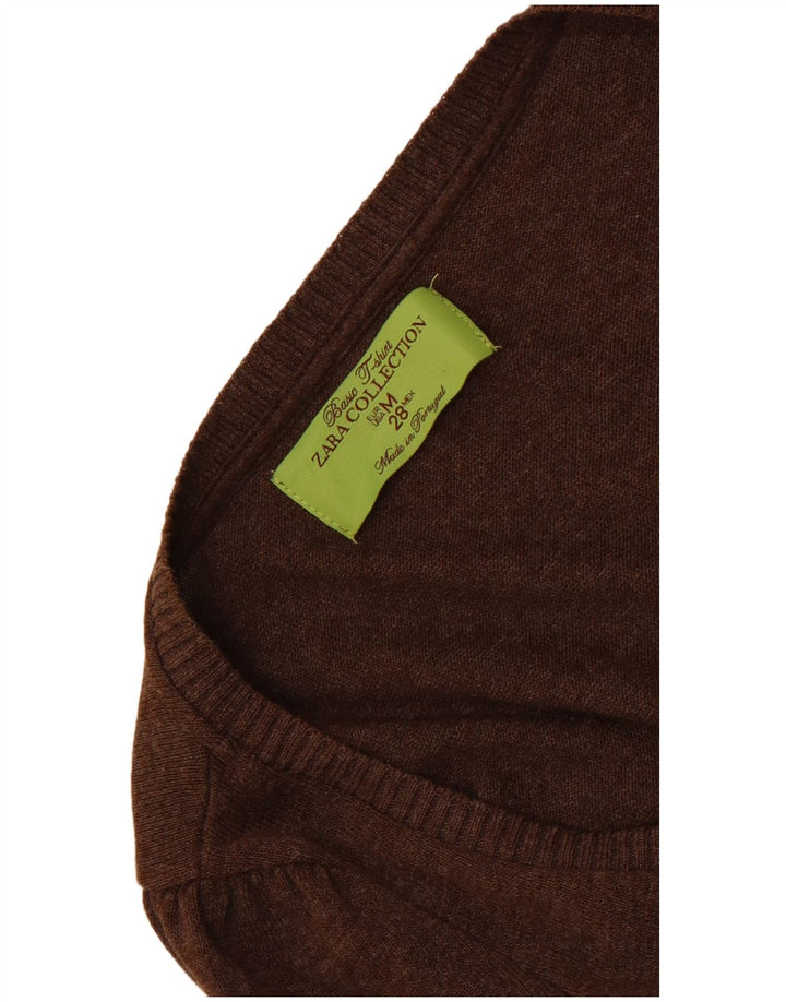 Maglione cardigan con maniche a 3/4 da donna Zara UK 12 Marrone medio