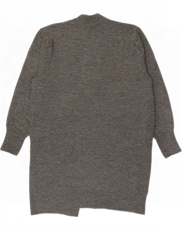 Maglione cardigan aperto a lunga linea da donna Zara UK 14 Acrilico grigio medio