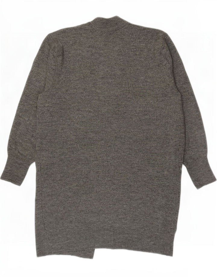 Maglione cardigan aperto a lunga linea da donna Zara UK 14 Acrilico grigio medio