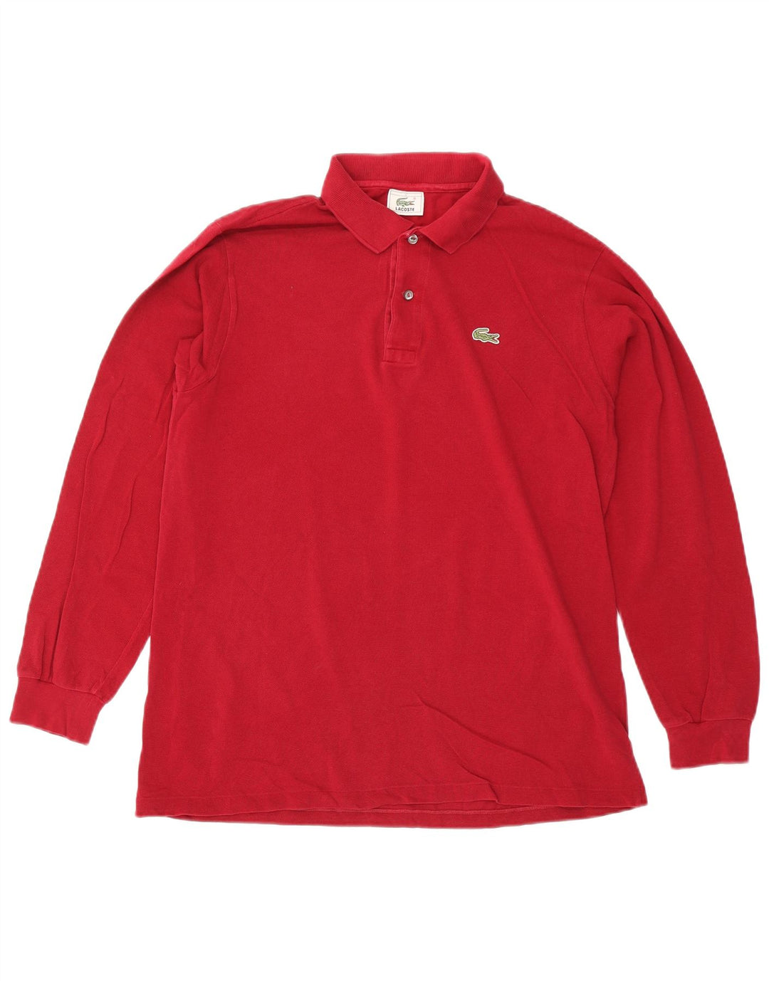Polo da uomo a maniche lunghe Lacoste taglia 4, cotone rosso medio