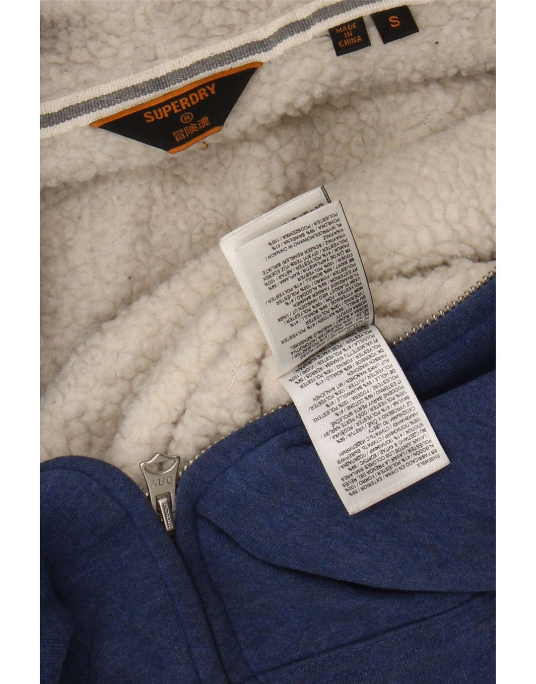 Maglione con cappuccio e zip da uomo Superdry piccolo in cotone blu