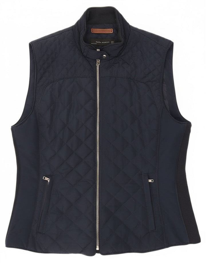Gilet trapuntato da donna Zara UK 18 XL poliestere blu navy