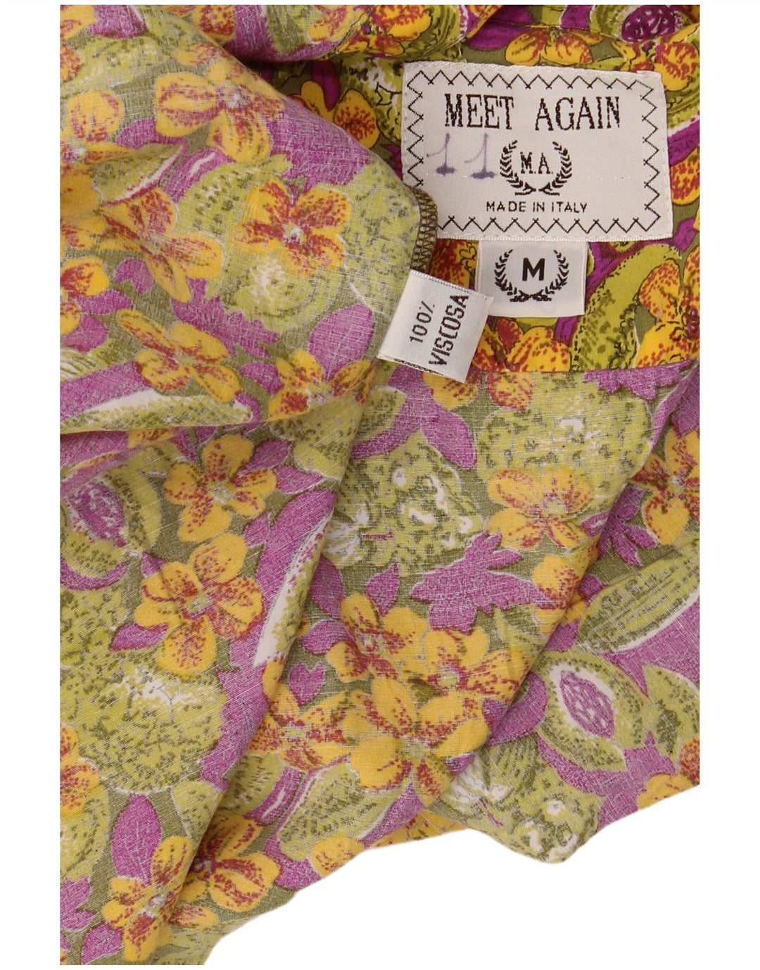 Camicia vintage da uomo a maniche corte in viscosa floreale multicolore media