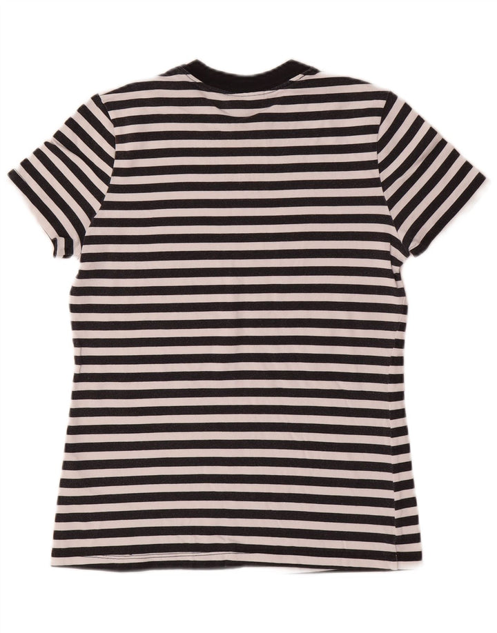 T-shirt grafica da donna NIKE Top UK 10 piccola in cotone a righe nere