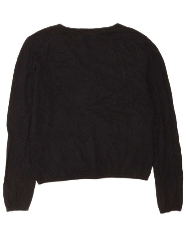 Maglione corto con scollo a V da donna Marks & Spencer UK 14 medio nero