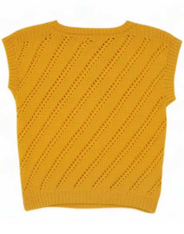 Canotta vintage da donna UK 10 Small Yellow Striped