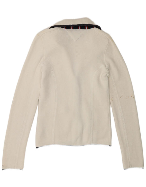 Giacca blazer a 3 bottoni da donna Tommy Hilfiger UK 8 piccola bianca