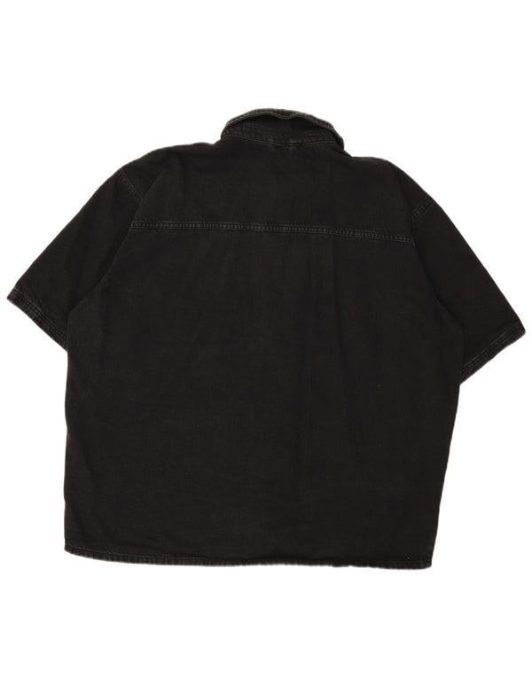 Camicia di jeans oversize a maniche corte da donna Topshop UK 14 grande cotone nero