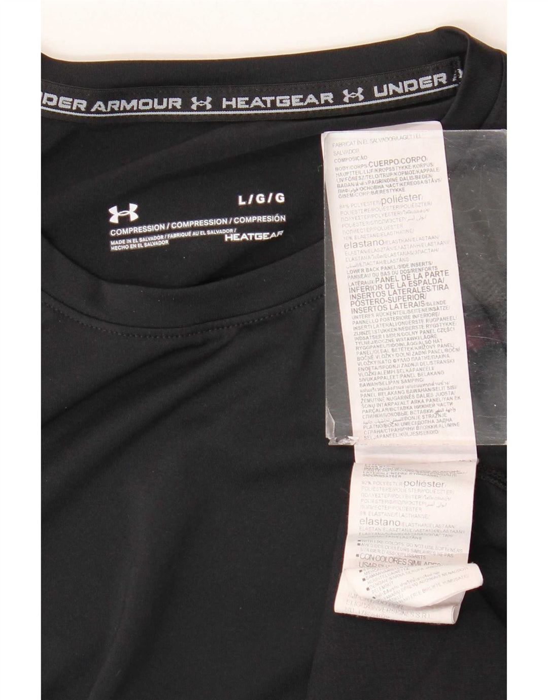 Under Armour Mens Heat Gear T-Shirt Top Large Black Polyester