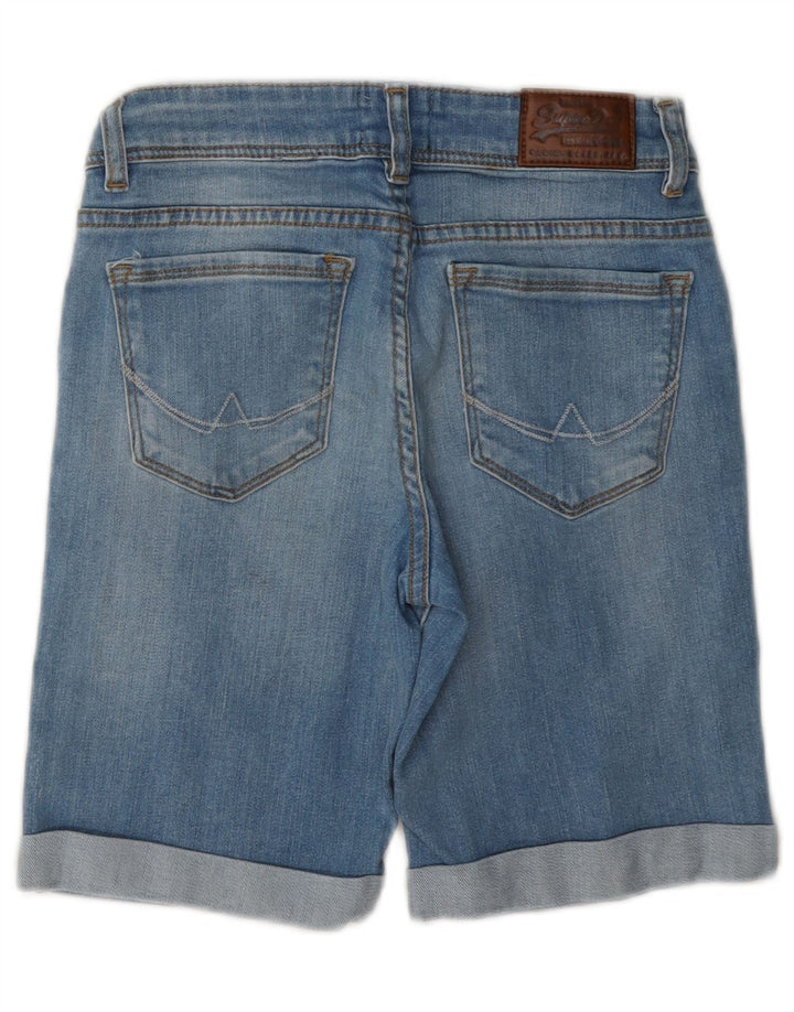 Pantaloncini di jeans invecchiati Superdry da donna W28 blu medio