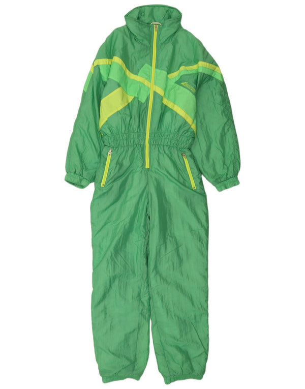 Vintage Womens Ski Jumpsuit UK 14 Large  Green Colourblock