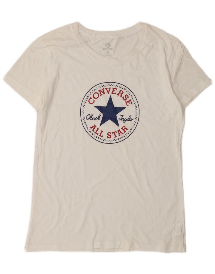 CONVERSE Mens Graphic T-Shirt Top Small White Cotton