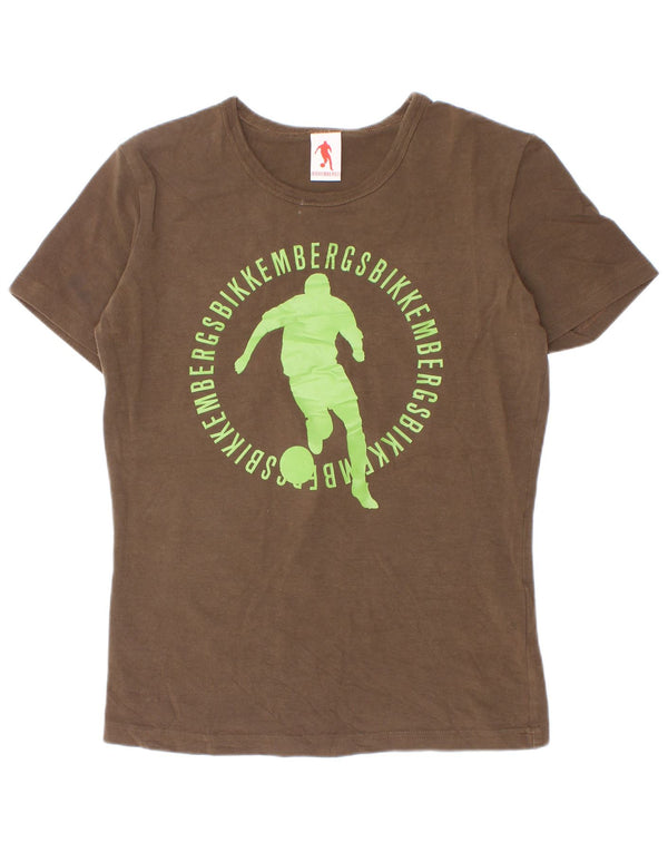 Bikkembergs Boys Graphic T-Shirt Top 11-12 Years Small Khaki Cotton
