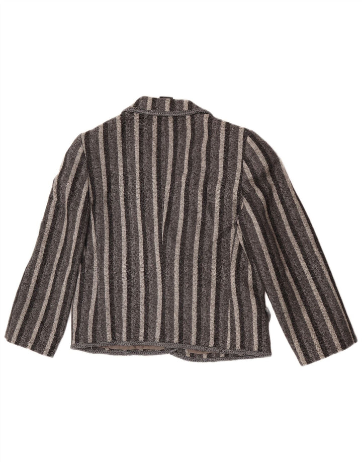 Giacca blazer doppiopetto vintage da donna UK 12 a righe grigio medio