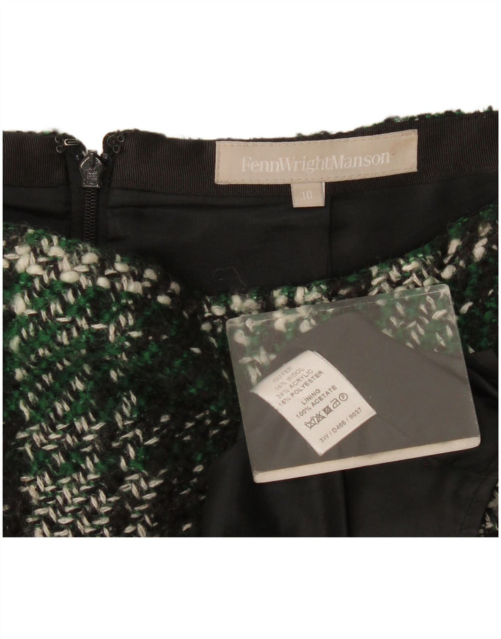 Fenn Wright Manson Minigonna da donna UK 10 Small W30 Lana a quadri verdi