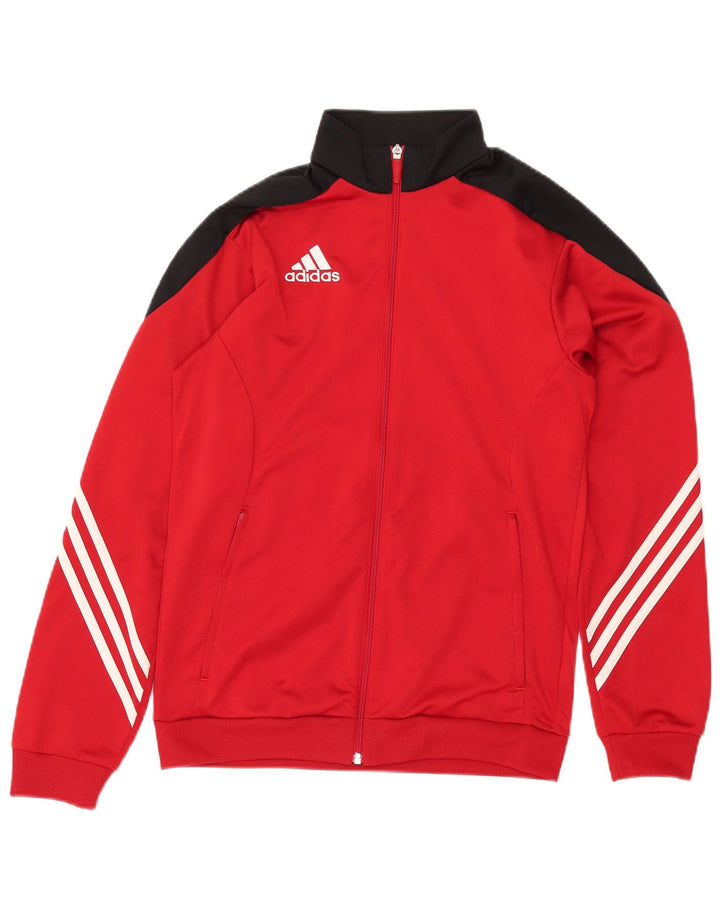 Giacca da ginnastica da uomo Adidas Small in poliestere color block rosso