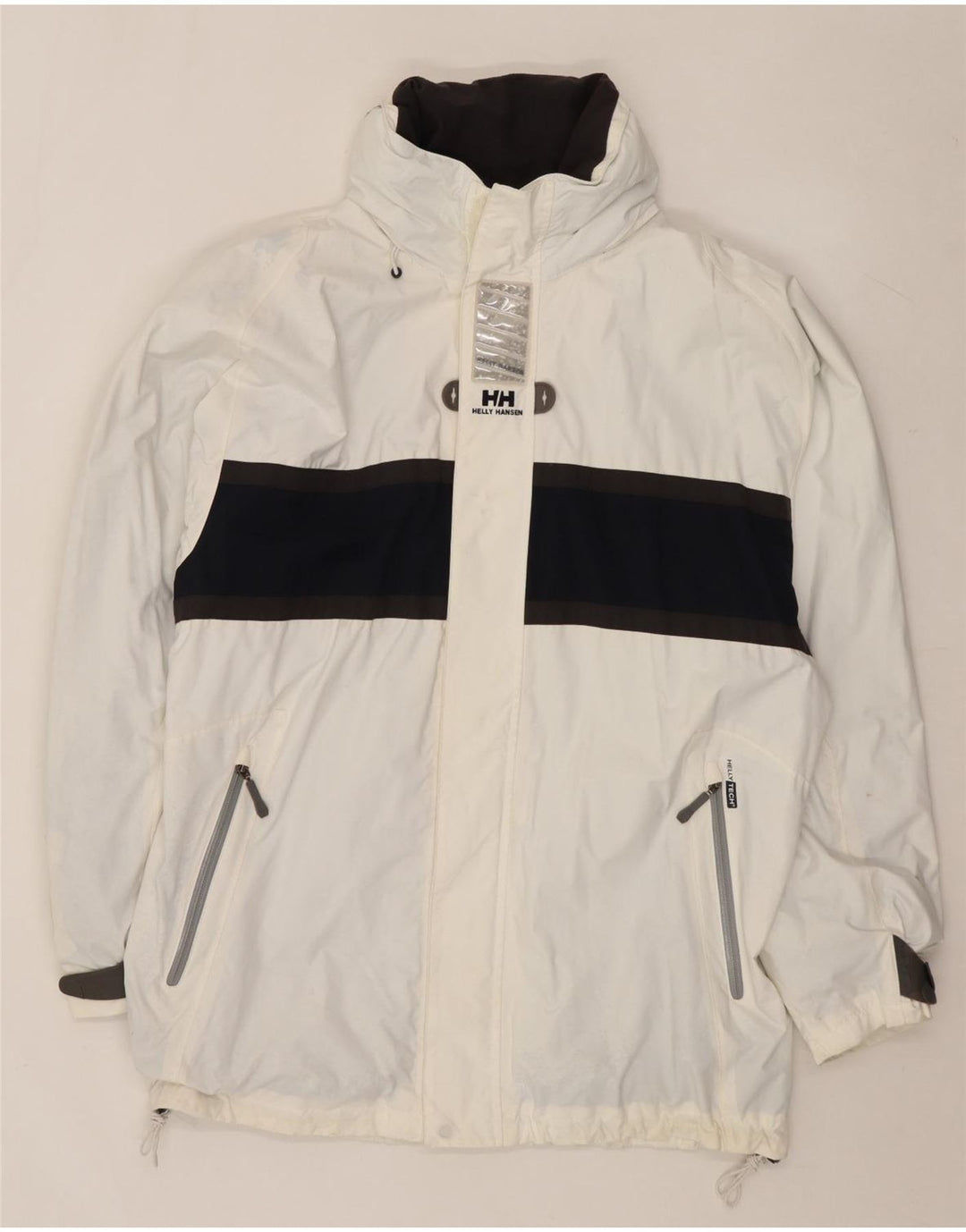 Giacca antipioggia con cappuccio da uomo Helly Hansen UK 40 Large White Colourblock