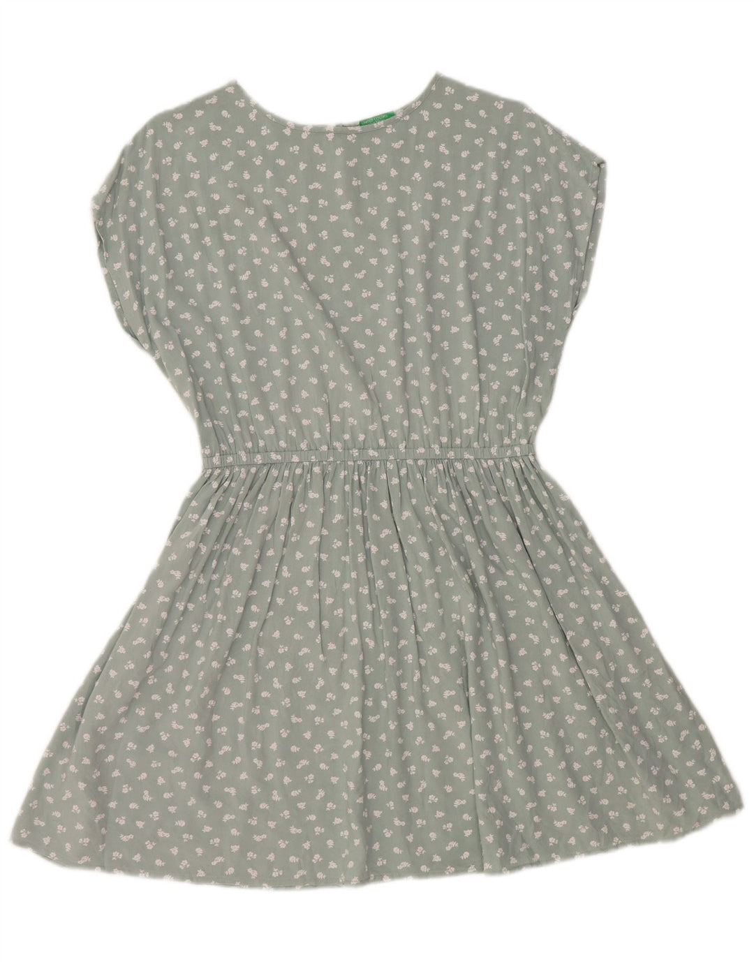 Abito Basic Bambina BENETTON 11-12 Anni Verde Floreale
