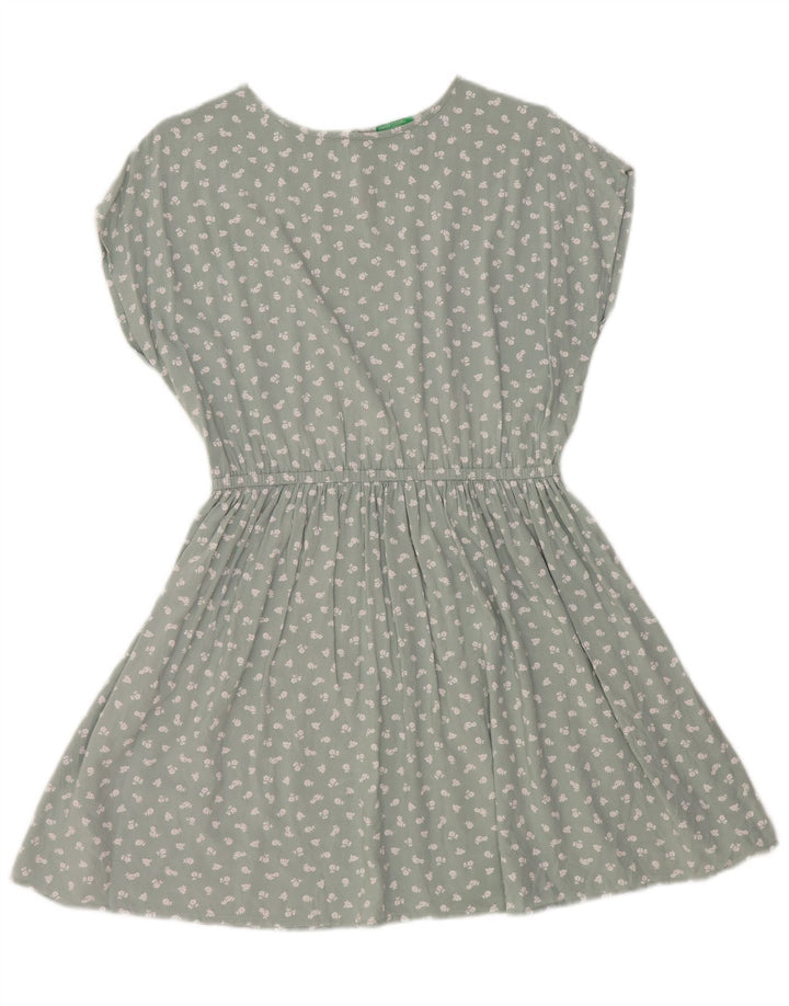 Abito Basic Bambina BENETTON 11-12 Anni Verde Floreale