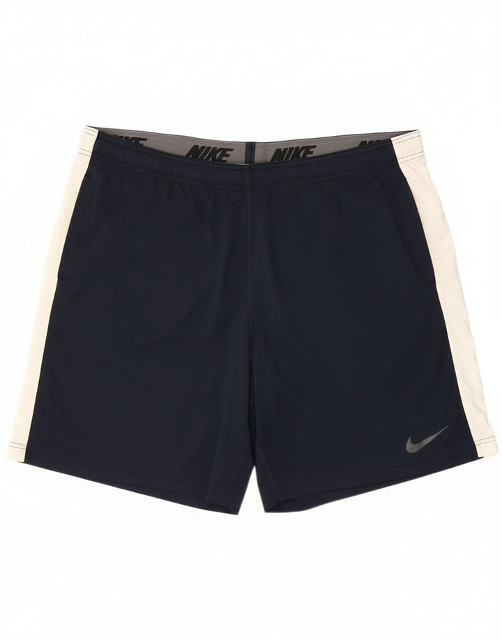 Pantaloncini sportivi Nike Dri Fit da uomo XL in poliestere color block blu navy