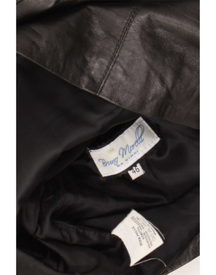 Giacca in pelle da donna vintage IT 46 grande in pelle nera