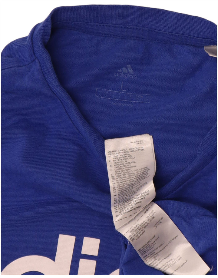 T-shirt grafica da uomo Adidas Top grande in cotone blu