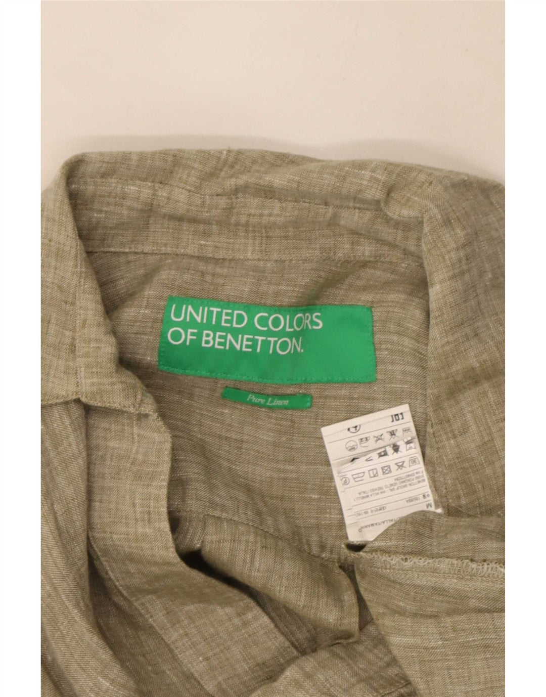 Abito a trapezio da donna Benetton UK 14 Lino kaki medio