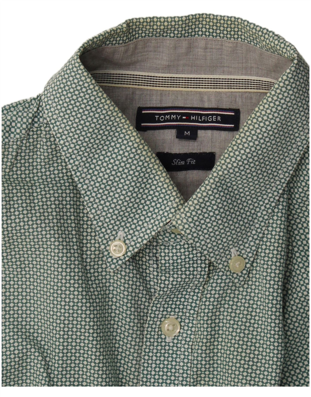 Camicia slim fit da uomo Tommy Hilfiger verde medio maculato