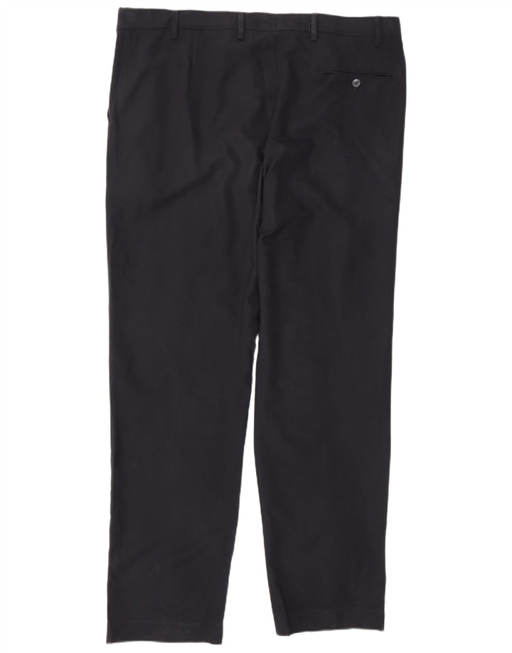 Pantaloni da abito regolari dritti Marks & Spencer da uomo W40 L33 Blu Navy
