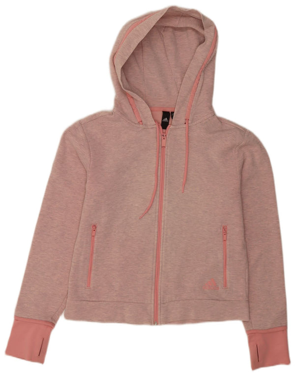 Maglione con cappuccio e zip da donna Adidas UK 8/10 Piccolo rosa screziato