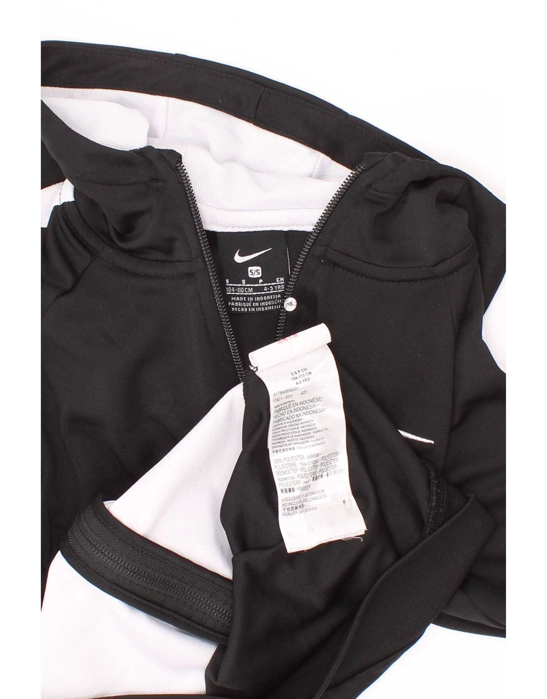 Felpa con cappuccio e zip Nike per ragazzi, 4-5 anni, piccola, in poliestere color block nero