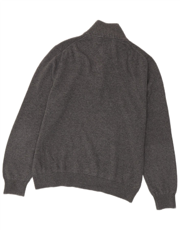 NAUTICA Maglione da uomo con zip e collo in cotone grigio medio